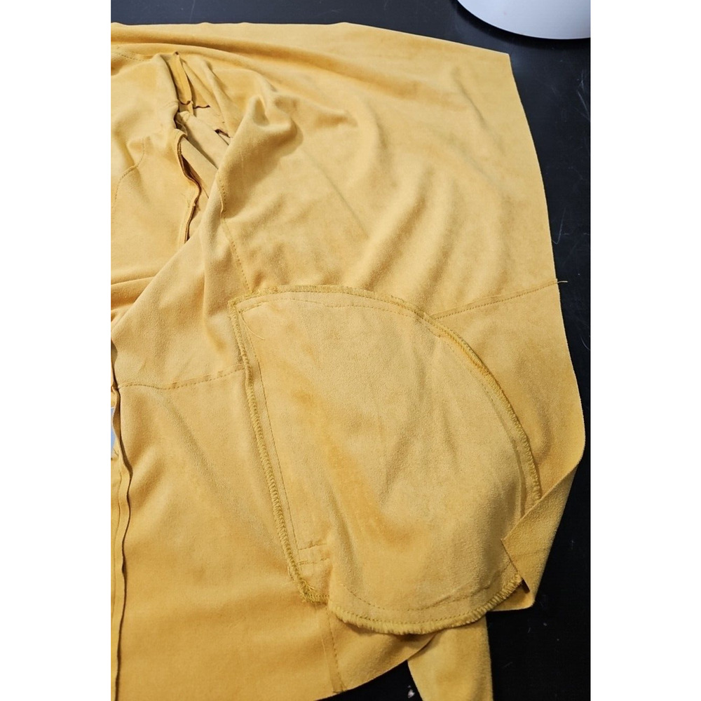 BAGATELLE Open Front Wrap Faux Suede MOTO Jacket Gold Yellow Mustard Sz W/LG EUC - Picture 9 of 16